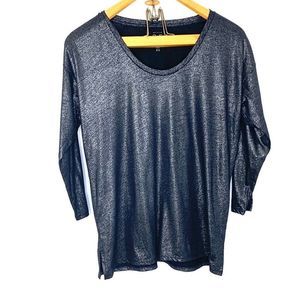 Loft Vintage Soft metallic dark gray long sleeve